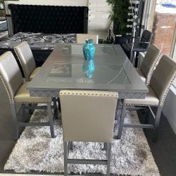 7 Pcs Dining Room Set Dining Table 4 Chairs and  Bench Bankston