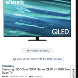 65 Inch Samsung QLED Q80A Smart Tv