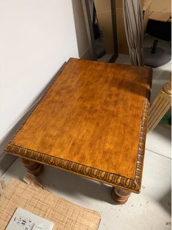 Carved Wood Coffee Table & Matching Side Tables (3-Piece Set) — $200 OBO