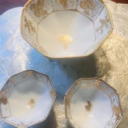 Antique Nippon Porcelain Bowls  with gold trim