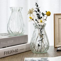 NEW! MyGift Decorative Clear Glass Vase, Diamond-Faceted Flower Bud Vases, Set of 6 / Florero Thumbnail