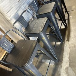 Set Of 4 Counter Height Barstools With Wooden Top Sear and Lower back, 24” Tall