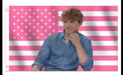 Walker Scobell Pink American Flag Banner