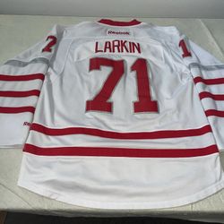 Centennial Dylan Larkin Detroit Red Wings Reebok Jersey Sewn Mens L White 2017