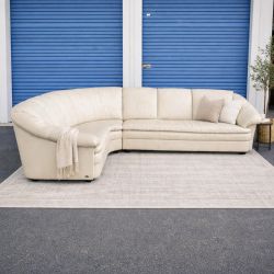 White Leather Sectional Couch Sofa