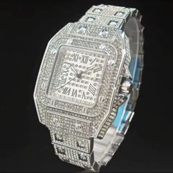Imperium Ice Silver Luxury Watch – Fully Iced Stainless Steel with Roman Numerals