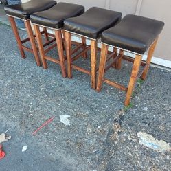 Set  of 4  Saddle   Stools  24 " Faux Leather 