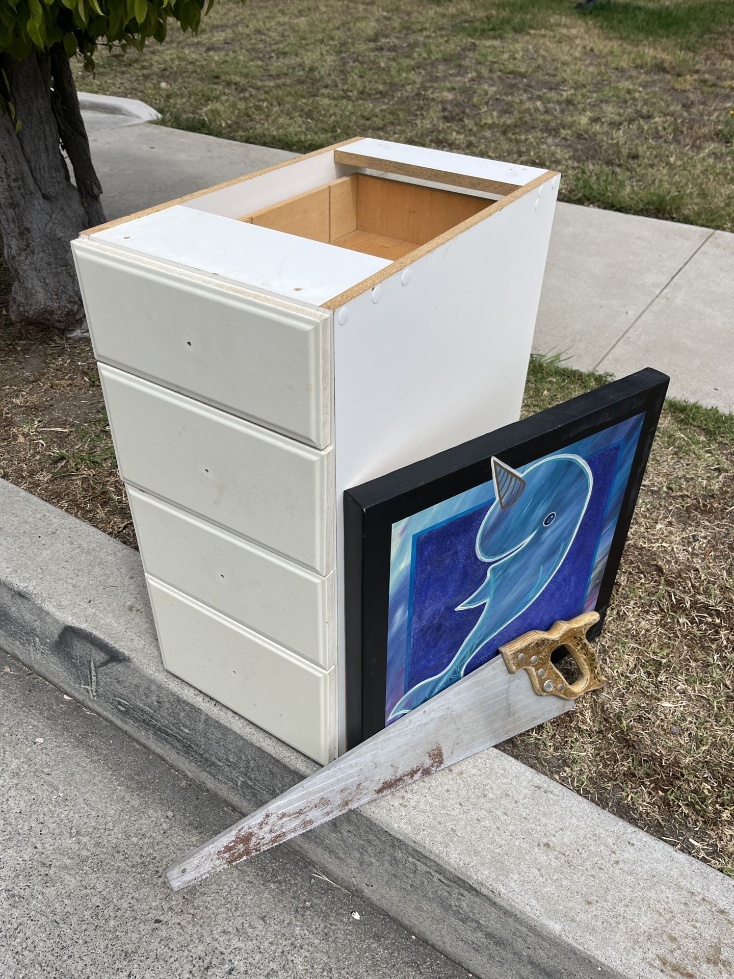 Free White Nightstand (and Narwhal Painting And Saw)