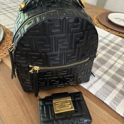 Leather Backpack With Wallet 