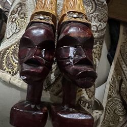 Antique hand carved African hand carved set of 2
