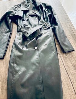 Vegan Leather Trench Jacket Sz Small
