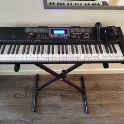 MUSTAR Piano Keyboard - 61 Key Learning Keyboard Piano w Light Up Keys, Piano Keyboard for Beginners, Stand, Pedal, Headphones/Microphone, USB Midi