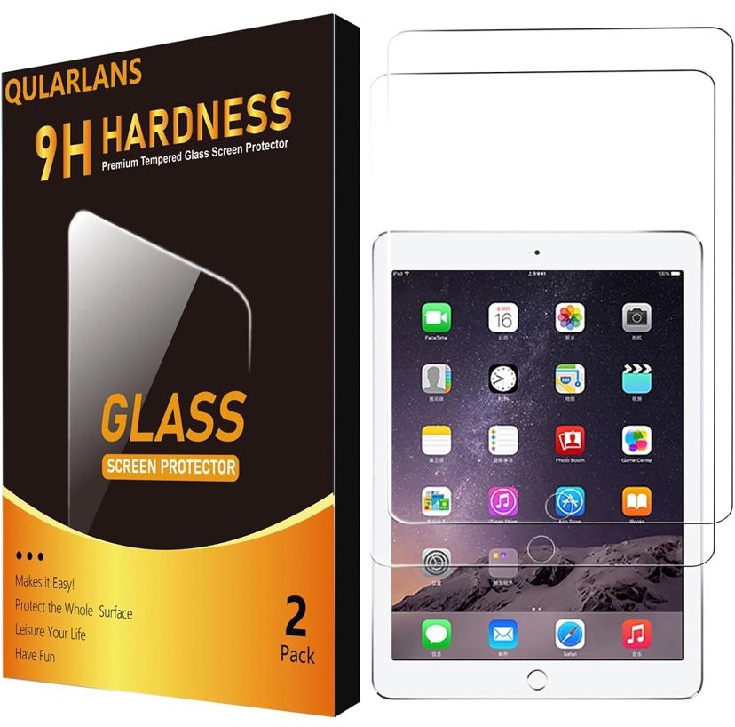 2 Pack Screen Protector for iPad 6th 5th Generation 9.7 Inch (2018/2017, Model A1822/A1823/A1893/A1954), Anti-Scratch 9H Hardness Tempered Glass Film