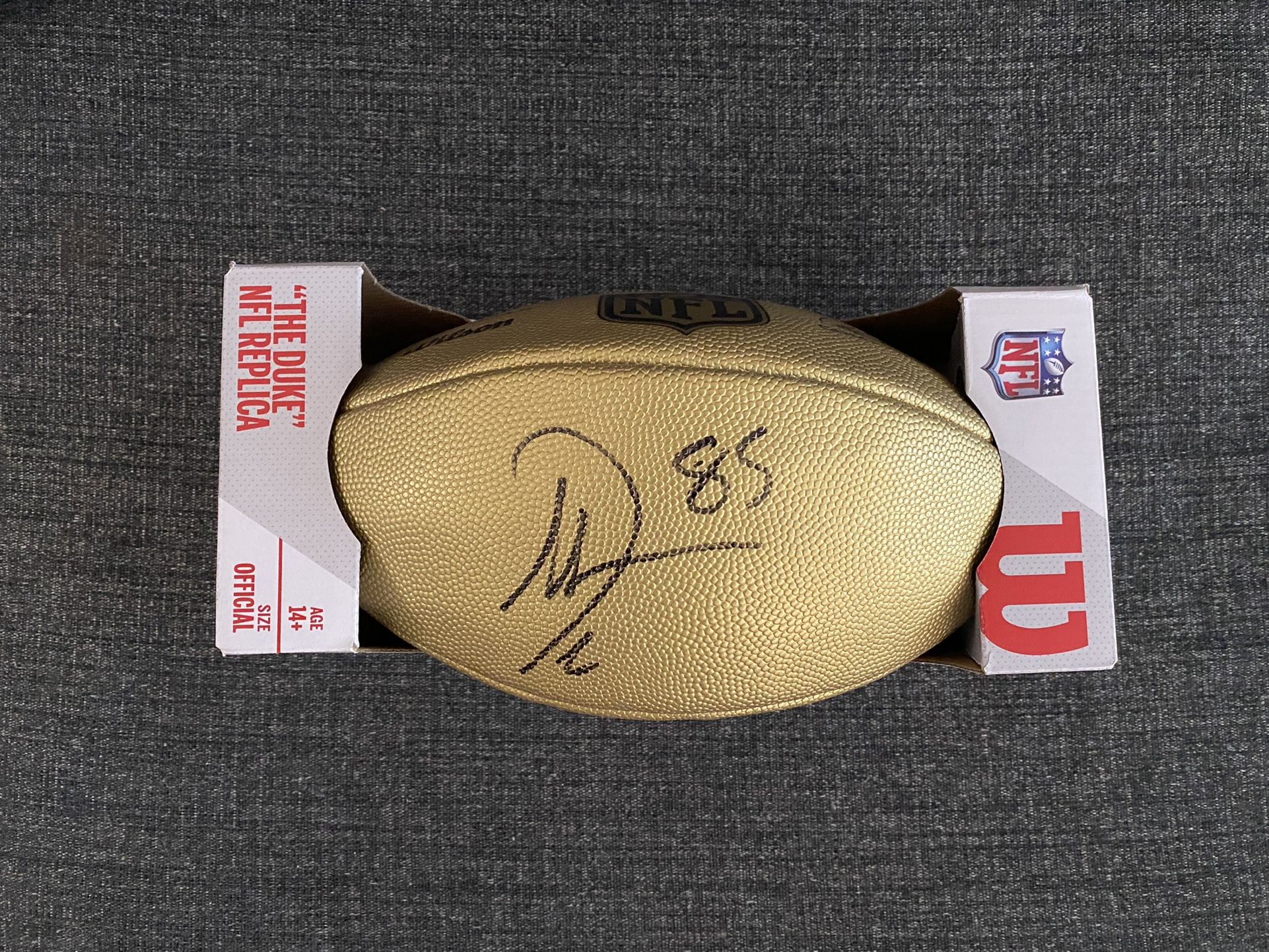 Antonio Gates Signed Autographed NFL Duke Gold Ball Football Chargers