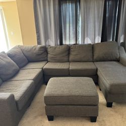 Ashley Grey Sectional With Ottoman