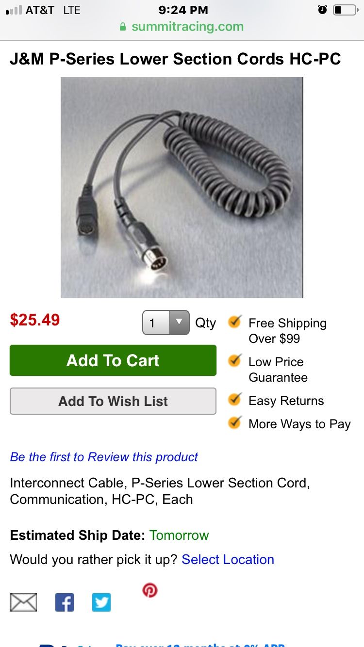 Motorcycle communication cable