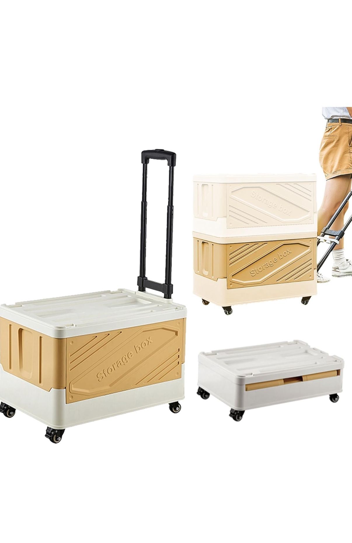 XCBYT Storage Bins With Wheels - Rolling Cart for Closet Organizers and Storage, Foldable Crate for Teachers, Collapsible Shopping Cart
