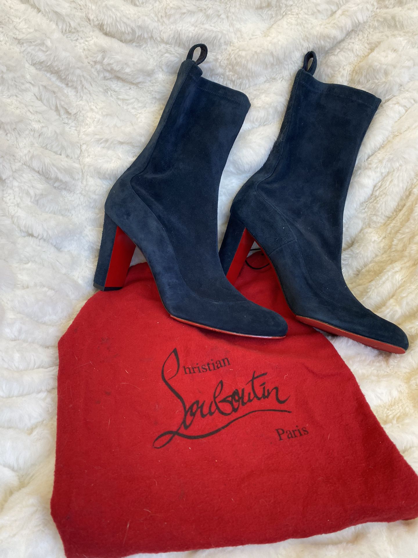 Louboutin Red Bottom - Gena Suede Bootie - 85 MM - 40.5