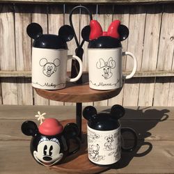 Mickey & Minnie Mouse Mugs with Toppers NEW $10 Each 