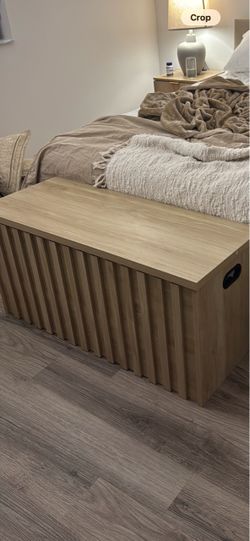 Set of 2 Fluted Wood Storage Benches / Blanket Chests