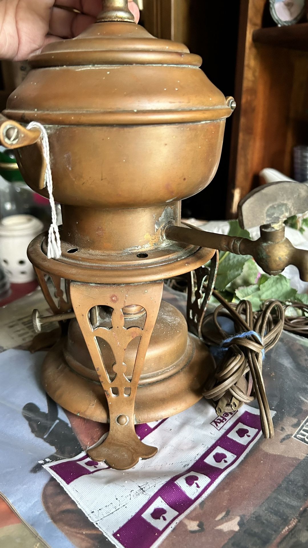 Lamp Copper/kerosene Oil Table Lamp/Electric Very Rare