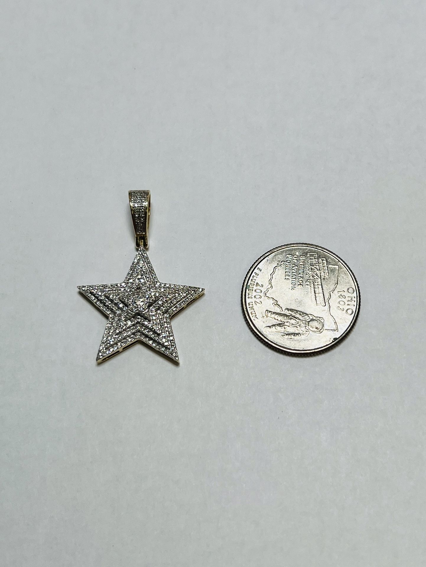 10k Yellow Gold Diamond Tiered Star Cluster Pendant charm - Celestial Bling- 4.5 grams