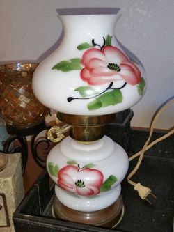 Vintage Milk Glass Hurricane Lamp