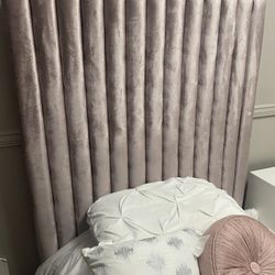 Pink Velvet Twin Bed With Acrylic Legs