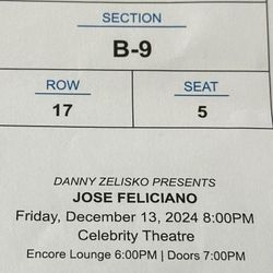 Jose Feliciano Concert Tickets 