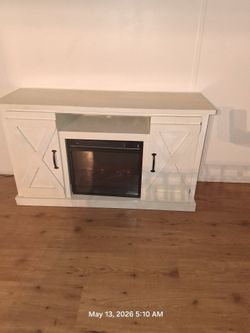 White Electric Fireplace TV Stand - Fits up to 55" TV - Clean!