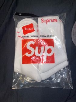 Supreme x Hanes Crew Socks 4-Pack White