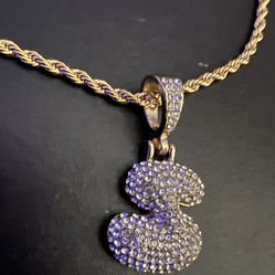 18 Inch Silver Chain Dipped And Gold S Puffy Pendant