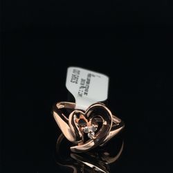 14kt Rose Gold Heart Ring With 3 Diamonds 2.75grams I-880
