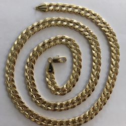 14k Gold Plated Cuban Chain 30" 10mm Textured