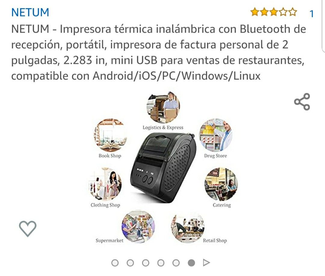 NETUM Impresora térmica inalámbrica con Bluetooth de recepción portátil impresora de factura personal mini ventas restaurantes Android/iOS/PC/