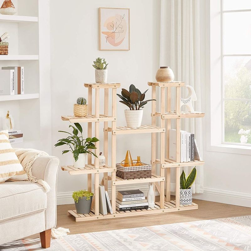 Solid Wood Plant Holder Rack (17 Spots for Flower Pot)
