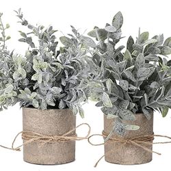 Artificial Topiaries Plants & Flowers, 4 Pcs Mini Plants Artificial Potted Set Fake Green Grass Plant Faux Plastic Topiary for Home Office Desk Bathro