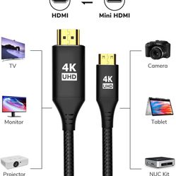 Mini HDMI to HDMI Cable 3.3FT, [Aluminum Shell, Braided] High Speed 4K 60Hz HDMI 2.0 Cord, Compatible with Camera, Camcorder, Tablet and Graphics/Vide