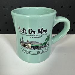 Cafe Du Monde New Orleans Coffee and Beignets Green Diner Style Coffee Mug