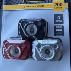 Defiant 3-Pack Headlights/ Flashlight 200 Lumens 4 Modes/ batteries included (NEW) INGLEWOOD $6 or 2 x $10