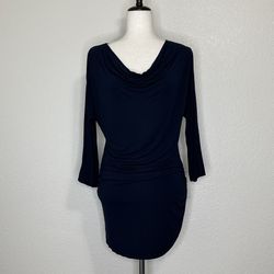 Michael Stars Cowl Neck Ruched Side Stretch Jersey Knit Tunic/Dress, Sz Large