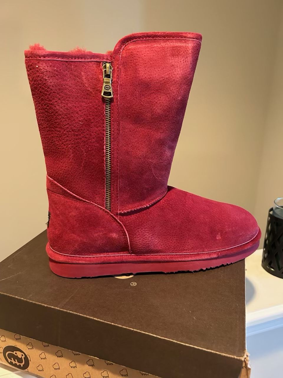 LAMO Red Suede Lined Boots W/side Zipper-12