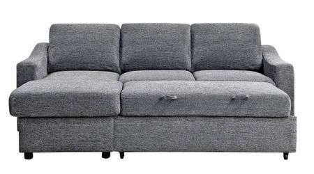 Coddle Aria Fabric Sleeper Sofa with Reversible Chaise & Storage - Gray, Space-Saving & Comfortable