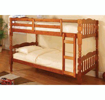 Oak bunk bed divisible to 2 beds ( new )-$220-S.J.