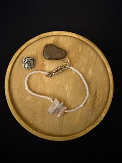 HANDMADE ROSE QUARTZ & CLEAR QUARTZ CRYSTAL NECKLACE ✨