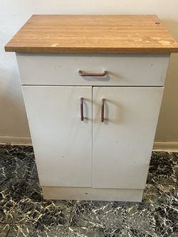 Small Storage Cabinet with Wood Top