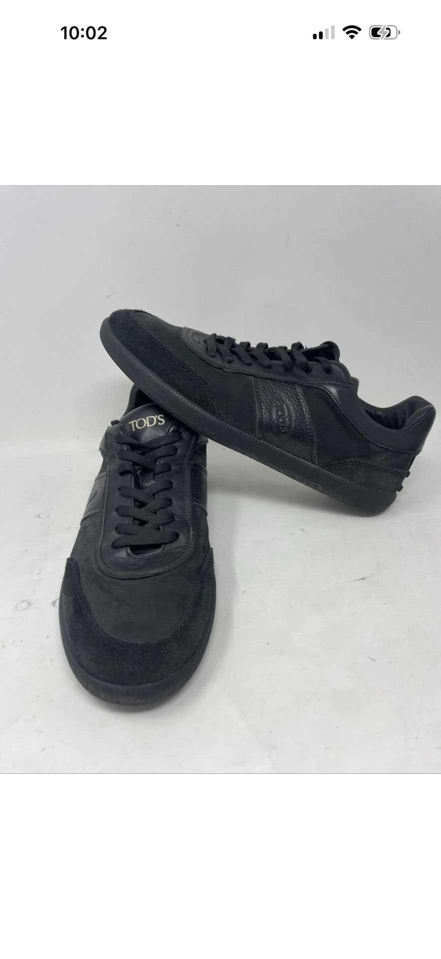 $775 Tod’s Men’s Classic Black Comfort Leather Tabs Sneakers Size 8