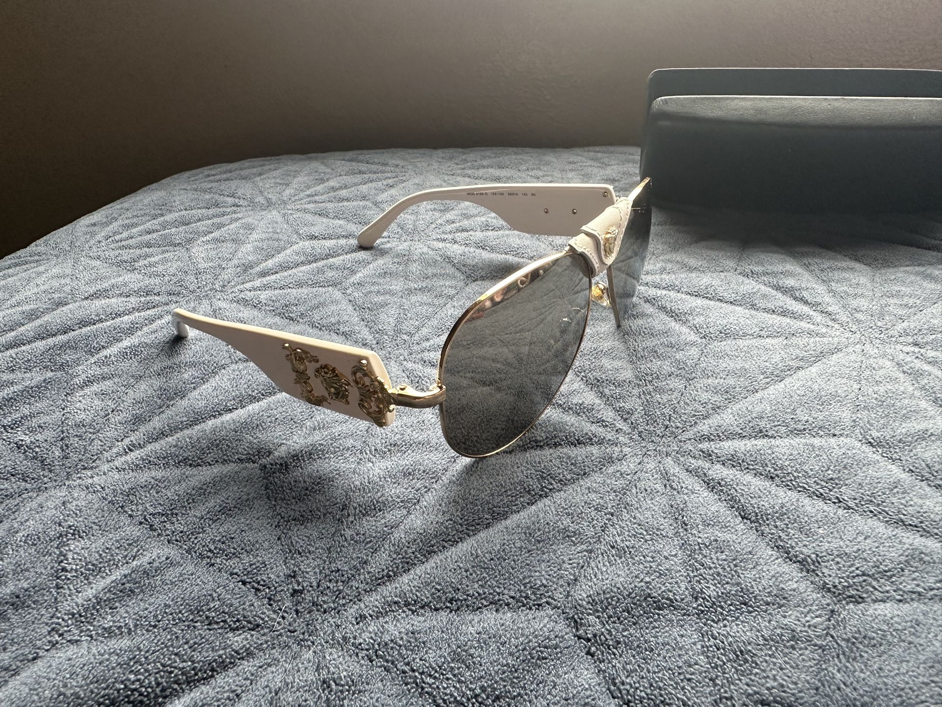 Versace White Leather Sunglasses 