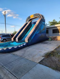 Inflatable Slide with Water Slide and Air Blower