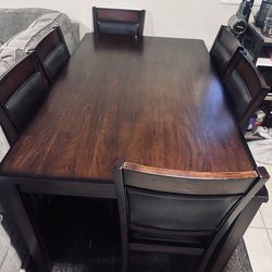 7-Piece Dark Walnut Dining Set - Excellent Condition